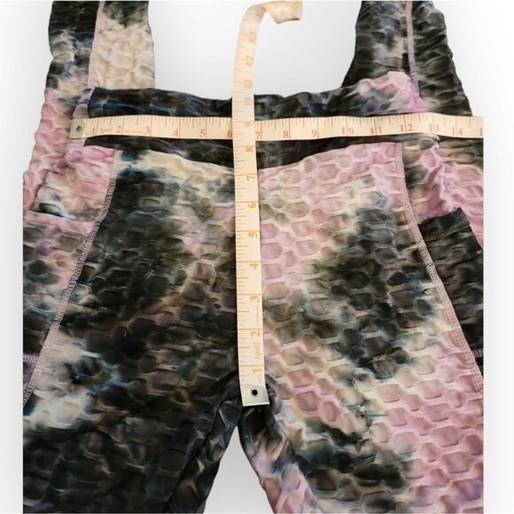 Tik Tok Geo Tie Die Cinch Butt Pockets Leggings Medium - Picture 3 of 6